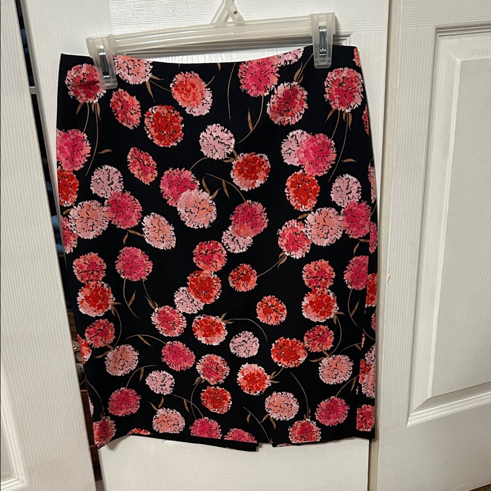 Talbots Black Skirt with Pink Floral Design